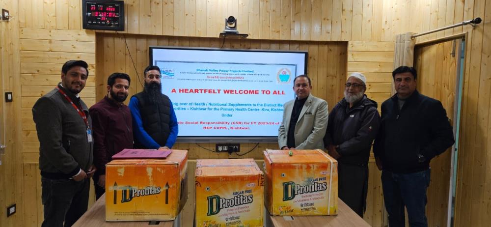 Handing over of Health / Nutritional Supplements to District Medical Authorities, Kishtwar for Primary Health Centre-Kiru, Kishtwar by Kiru HEP under Ongoing CSR Activity for FY 2023-24