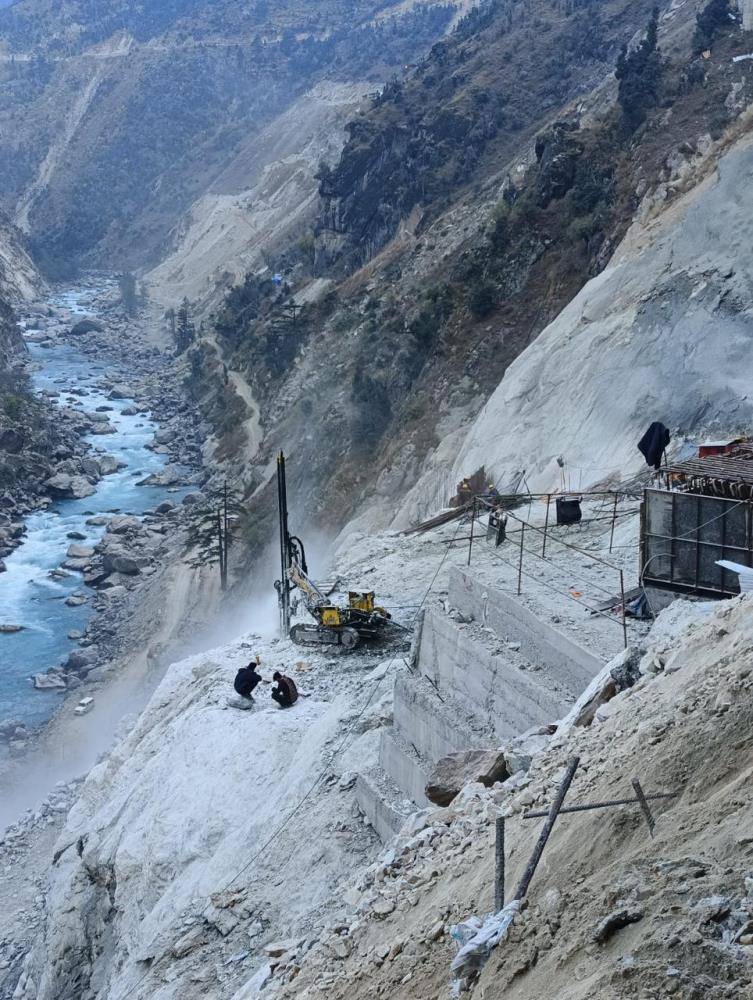 Drilling for Consolidation grouting in Power Intake at Platform EL 1480 m